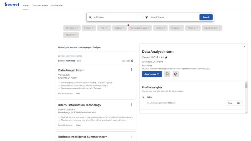 Data analyst internship