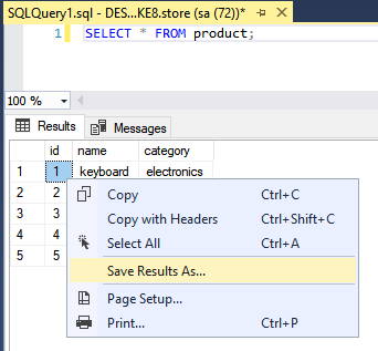 SQL export to CSV command