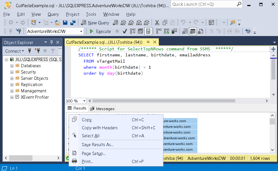 Data Export: From SQL Query to Spreadsheet