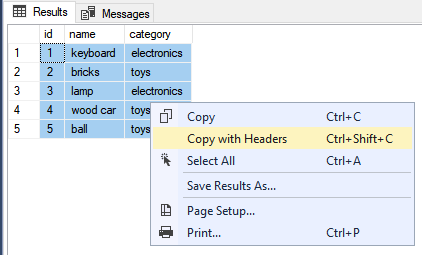 SQL export to CSV command