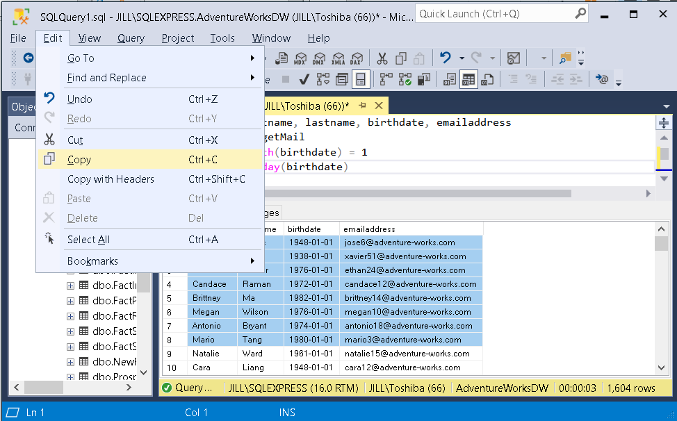 Data Export: From SQL Query to Spreadsheet